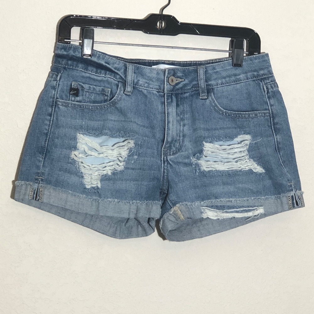 KanCan Distressed Cutoff Denim Shorts Frayed Hem Mid Rise